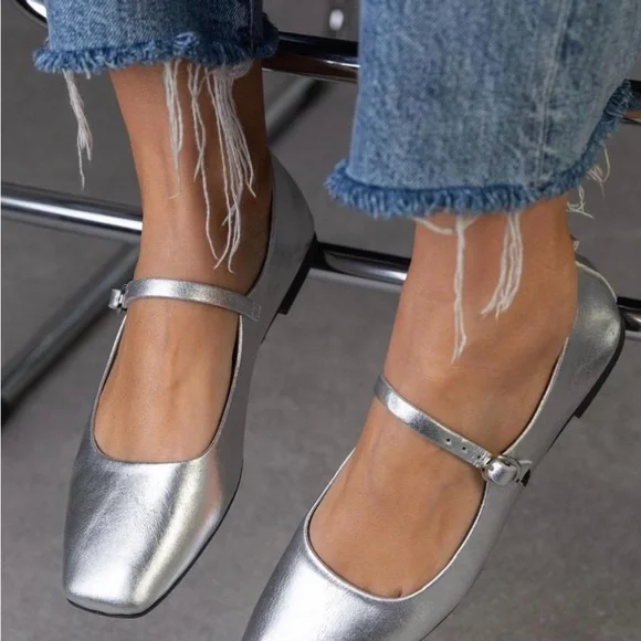 Banana Republic Factory Metallic Flats - Picture 1 of 9